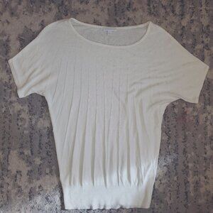 New York & Company Scoop Neck Knit Ivory Sweater Size S